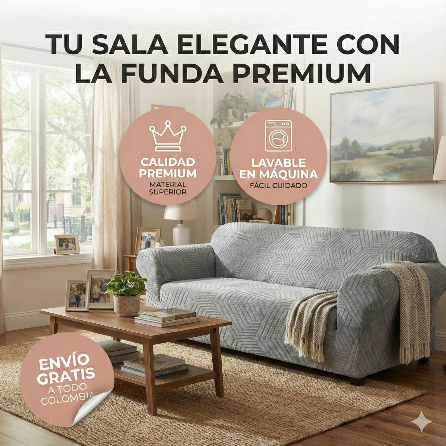 Funda Premium Texturizada para Sofá de 3 Puestos